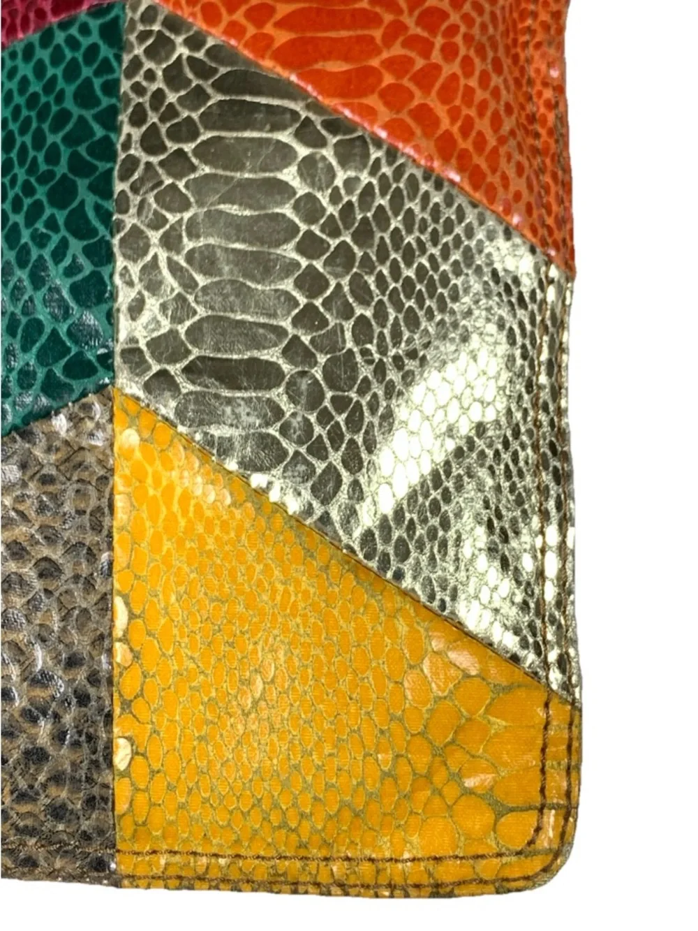 Vintage Nine West Patchwork Faux Snakeskin Clutch Purse Multicolor Y2K Bag